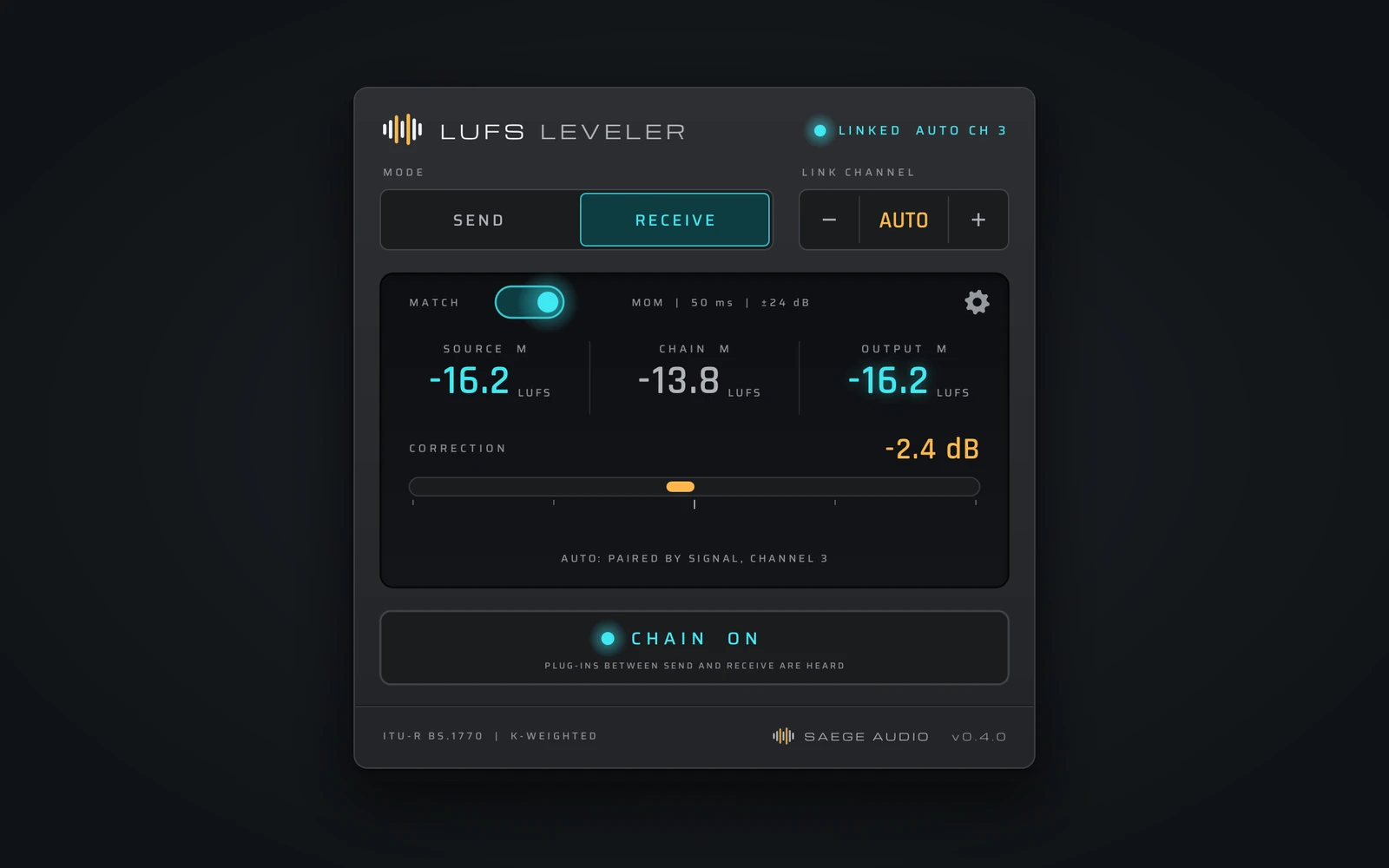 Lufs Leveler — ANTEPRIMA DI SVILUPPO · SOGGETTA A MODIFICHE